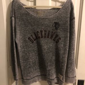 Off The Shoulder Blackhawks Sweatshirt